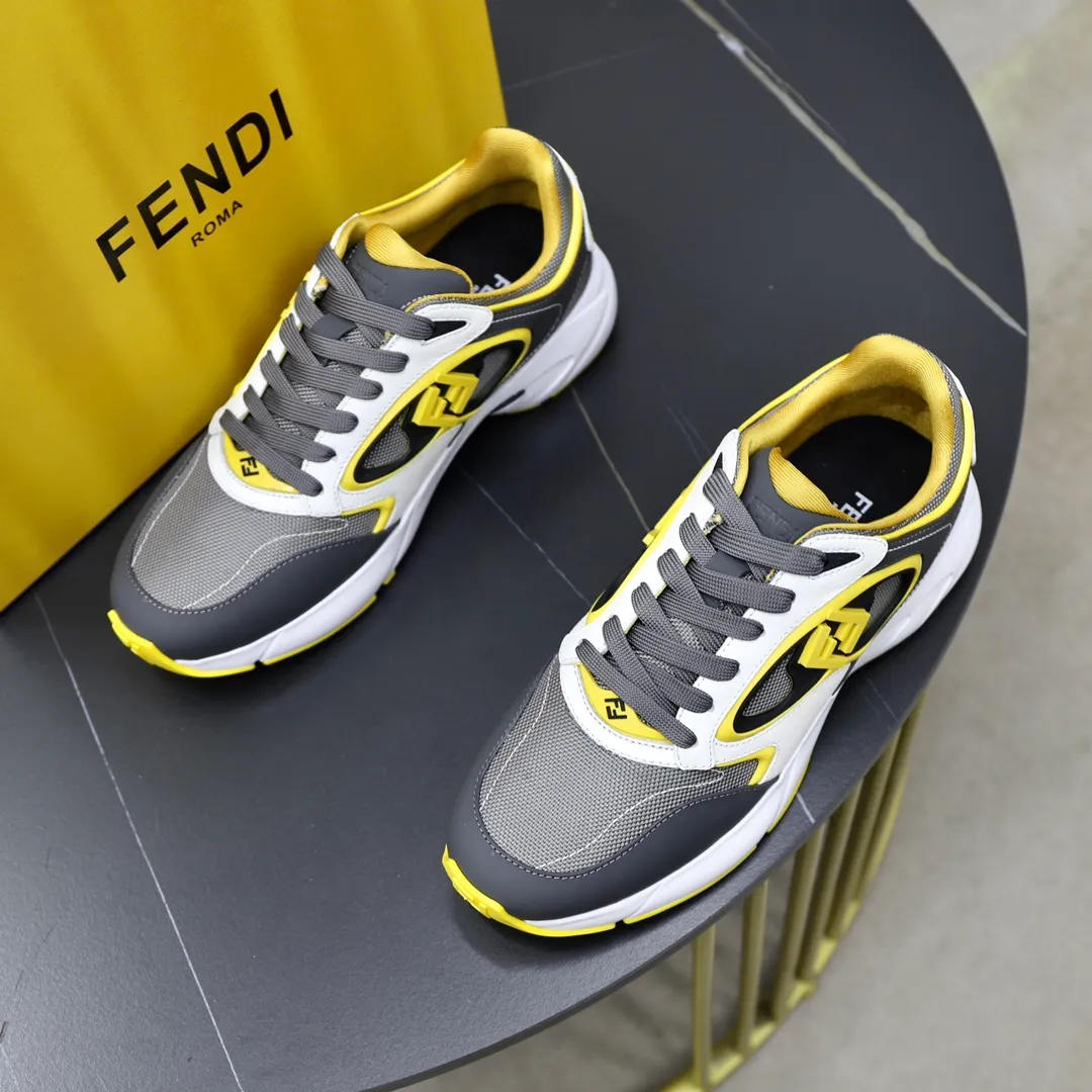 FENDI men's shoes 💰760💰 - High-end quality original items 🔍🔍🔍 casual sports shoes - Upper: 🔝 Napa calfskin, silk calfskin, brand canvas cloth, shoe body sewn with brand plastic totem - Lining: brand canvas - Outsole: ultra-light TPU foam rubber; two-color molded outsole -Ultra-high quality control and fine workmanship: outstanding (high-end, extravagance, grade) -Size: 39-44 (38, 45, can be customized)